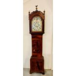 A Victorian mahogany longcase clock, the eight day movement with rolling moon phase and brass orbs