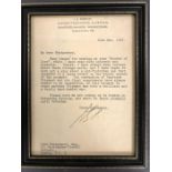 J B Priestley: A signed letter on his personal letter heading to the author John Montgomery