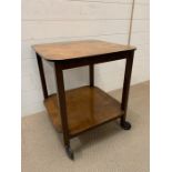 Two tier trolley with walnut veneer (H69cm W59cmsq)