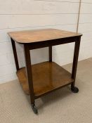 Two tier trolley with walnut veneer (H69cm W59cmsq)