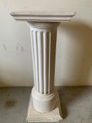 White plaster Doric pillar column pedestal on square base (H89cm Base 32cm)