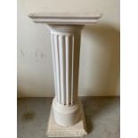 White plaster Doric pillar column pedestal on square base (H89cm Base 32cm)