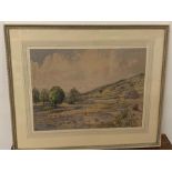A Florence R. Walker watercolor, signed to lower left. River and landscape scene