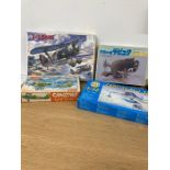 Four boxed aircraft model kits to include Camonet, Laputa Tiger Moth, ICM WW11 Soviet Fighter