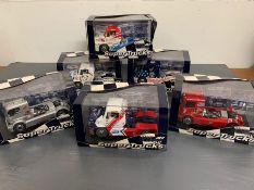 Six Super trucks, Diecast models boxed. GB track