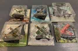 A Selection of Six Amer.com Diecast Plane models, unopened.