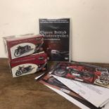Two boxed classic motorbikes, Triumph Bonneville T120, Vincent HRD Black Shadow and DVD