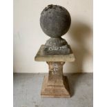 Garden ball finial on plinth (H79cm)