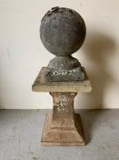 Garden ball finial on plinth (H79cm)
