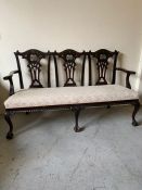 A mahogany framed three seater salon (H100cm W165cm D58cm)