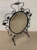 Arts and craft wrought iron and beveled glass fire screen