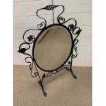 Arts and craft wrought iron and beveled glass fire screen