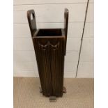 Edwardian linen fold oak stick stand. H71cm W20cm