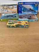 Five boxed aircraft model kits to include, Focke-Wulf FW-187, MPM Zlin C.106, Adams Aerial Missile