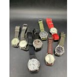 A selection of watches, various makers with fabric straps