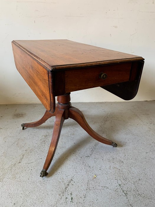 A Regency Pembroke table on four down swept legs and brass claw feet (90cm x 86cm x 68cm) - Image 3 of 4