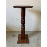 Mahogany plant stand with carved centre and square base (H98cm)