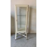 Cream display cabinet with lockable glass door (H155cm W53cm D42cm)