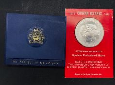 1972 Caymen Islands Sterling Silver $25 cojn and 1964-1974 Republic of Malawi coin