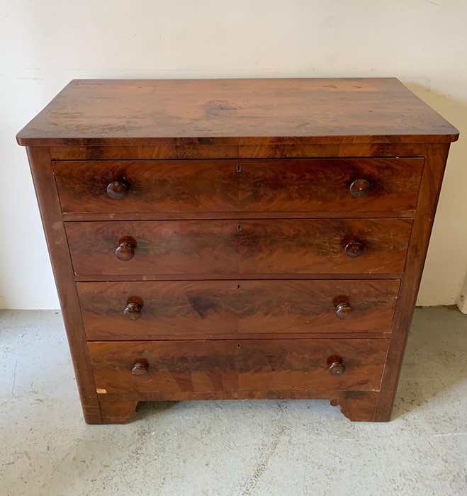 A mahogany chest of drawers, with four long drawers on bracket feet (107cm x 50cm) - Image 2 of 2