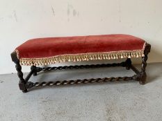 A double foot stool with barley twist stretchers