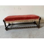 A double foot stool with barley twist stretchers