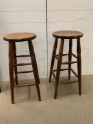 A pair of oak bar stools