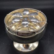 A Hallmarked silver Rose bowl with leaf design.(295g)