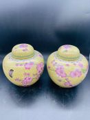 A Pair of Chinese Contemporary Cloisonne Ginger Jars, cream grounds (15 cm H)