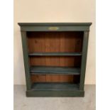 Victorian painted open bookcase with decoration to top and sides (H108cm W90cm D29cm)