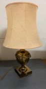 Brass table or desk lamp with lions and floral design to centre