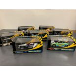 Seven Scalextric boxed cars