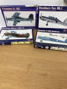 Four Pavla aircraft model kits to include Fieseler Fi 167, Blackburn Roc Mk1, Cessna T-50 Bobcat and