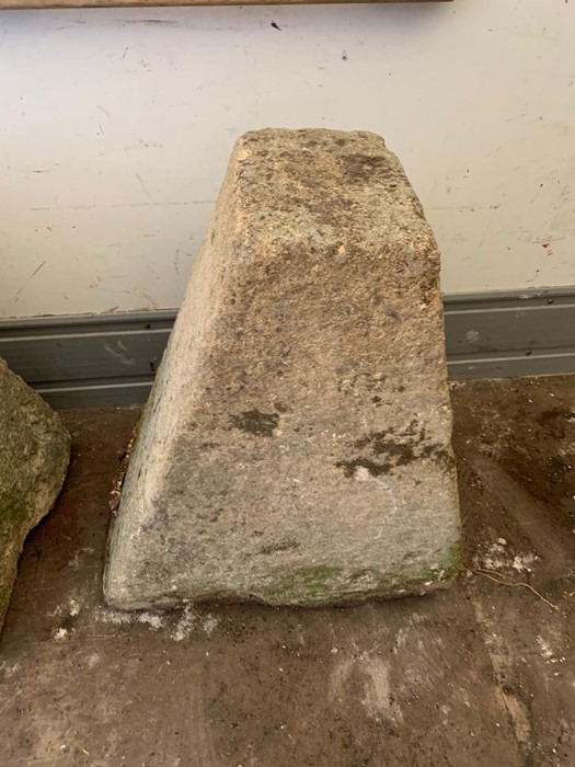 Three staddle stones bases and one top. - Image 6 of 6