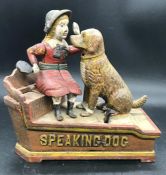 A Cast Iron Moneybox with Dog theme