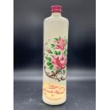 A vintage ceramic floral pattern Kirsch Wasser bottle screw top gray prink