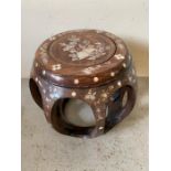 Hardwood inlaid pearl stool