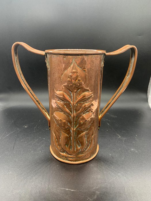 A two handed copper, art nouveau jug