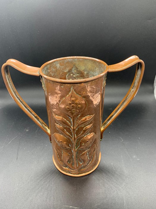 A two handed copper, art nouveau jug - Image 2 of 4