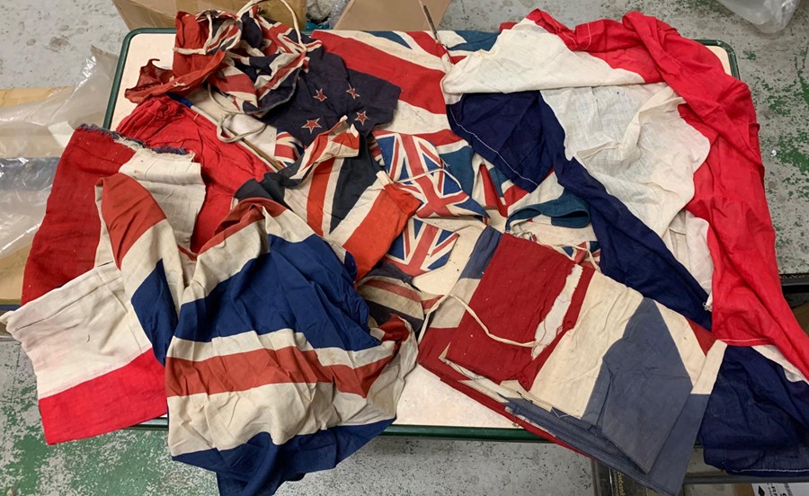 A selection of vintage cloth flags