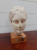 A bust of Hygieia, the Greek goddess of Health, the original from Tegea in Arcadia (now at the