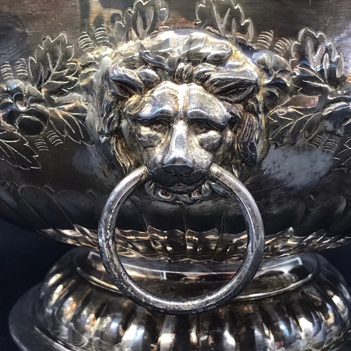 A Silverplated Punch Bowl with floral decoration. - Image 7 of 7