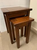 Dark oak nesting tables. 40sq H60cm