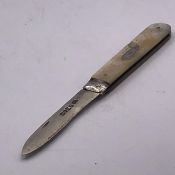 A hallmarked silver and mother of pearl fruit knife.