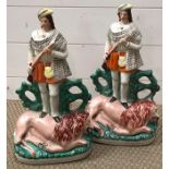 A Pair of Staffordshire flatbacks c.1850's depicting Roualeyn George Gordon-Cumming (One AF broken