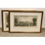 A pair of 19th century prints, depicting views of Kew Gardens, glazed and framed (29x46 cm