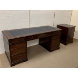 Large leather top desk by Just Desk Office Interiors and a filing cabinet of the same design (