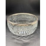 A Hallmarked silver rimmed cut glass bowl