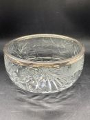 A Hallmarked silver rimmed cut glass bowl