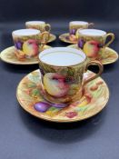 A set of five Aynsley bone china cups and saucers "Orchard Gold Fruit"